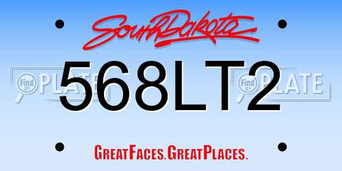 568LT2 South Dakota License Plate