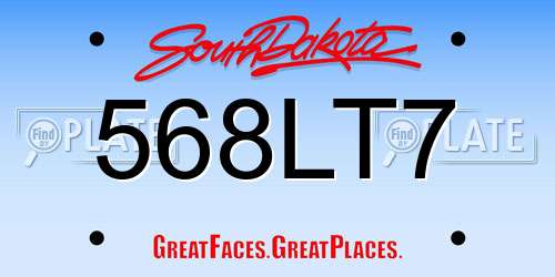 568LT7 South Dakota License Plate