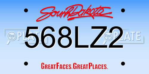 568LZ2 South Dakota License Plate