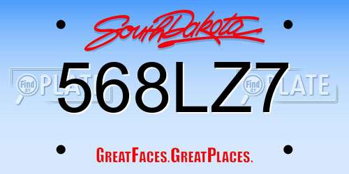 568LZ7 South Dakota License Plate