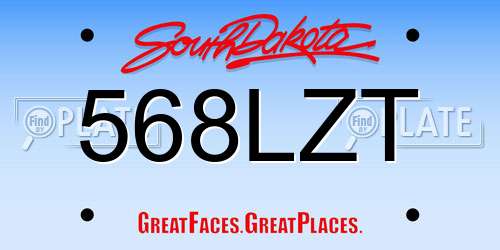 568LZT South Dakota License Plate