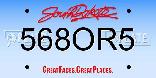 568OR5 South Dakota License Plate