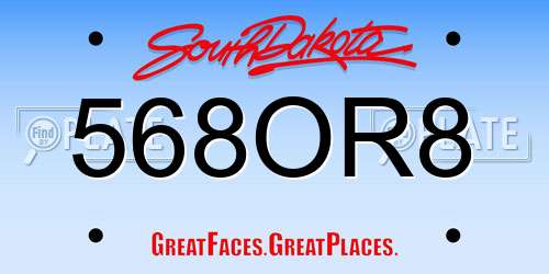 568OR8 South Dakota License Plate