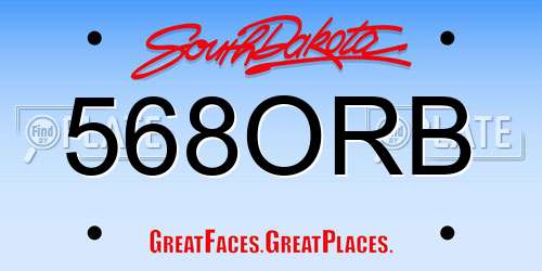 568ORB South Dakota License Plate