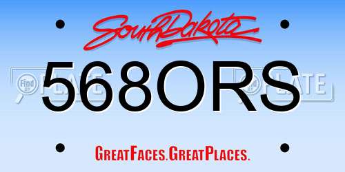 568ORS South Dakota License Plate