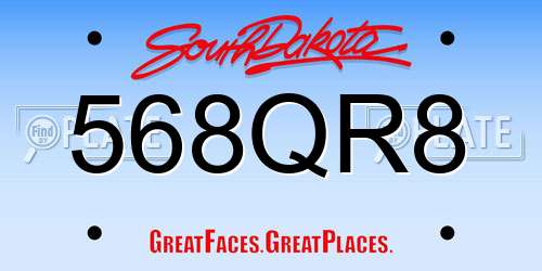 568QR8 South Dakota License Plate