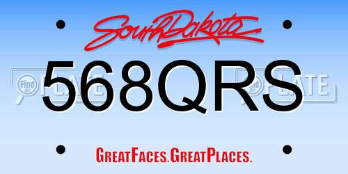 568QRS South Dakota License Plate