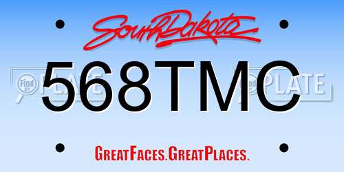 568TMC South Dakota License Plate