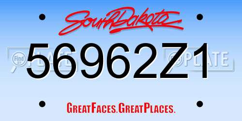 56962Z1 South Dakota License Plate