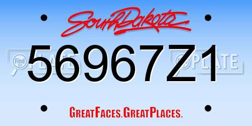 56967Z1 South Dakota License Plate