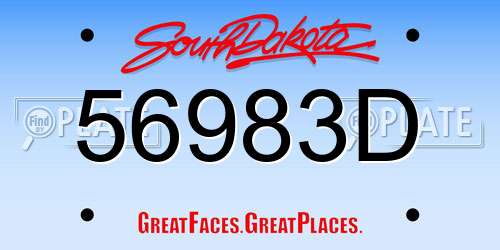56983D South Dakota License Plate