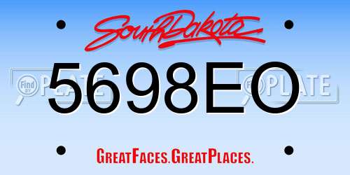 5698EO South Dakota License Plate