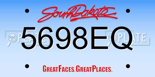 5698EQ South Dakota License Plate