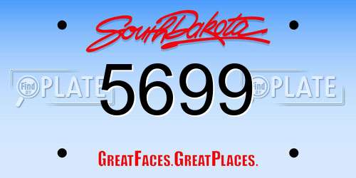 5699 South Dakota License Plate