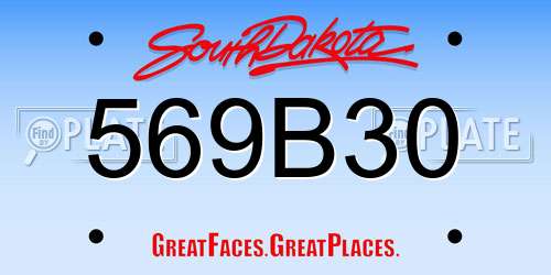 569B30 South Dakota License Plate