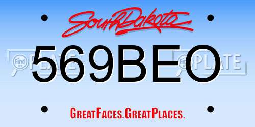 569BEO South Dakota License Plate