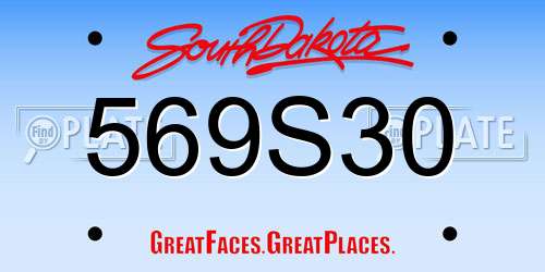 569S30 South Dakota License Plate