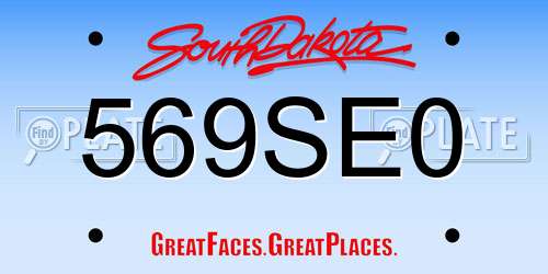 569SE0 South Dakota License Plate