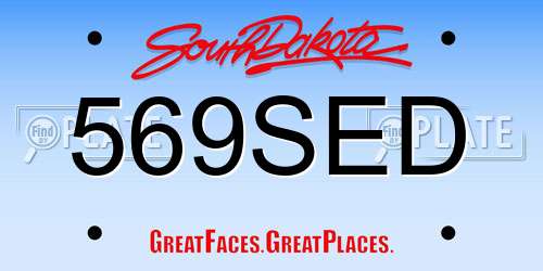 569SED South Dakota License Plate