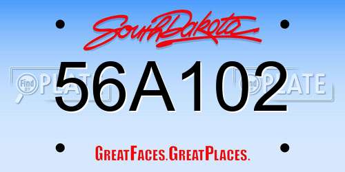56A102 South Dakota License Plate