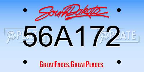 56A172 South Dakota License Plate