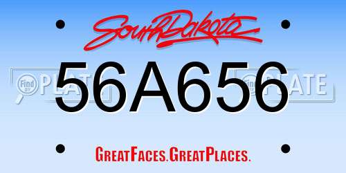 56A656 South Dakota License Plate
