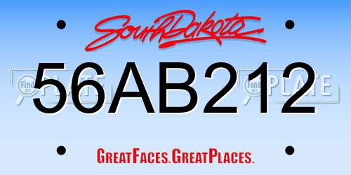 56AB212 South Dakota License Plate