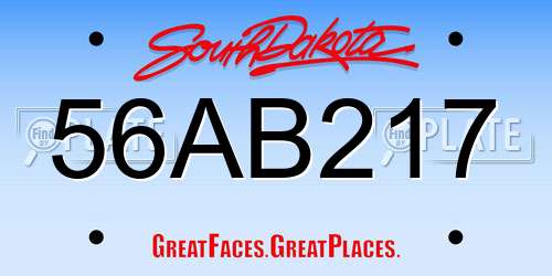 56AB217 South Dakota License Plate