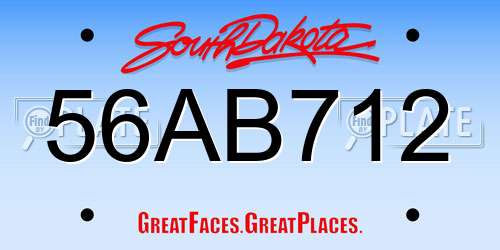 56AB712 South Dakota License Plate