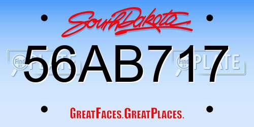 56AB717 South Dakota License Plate