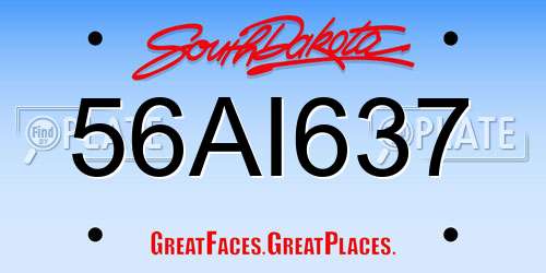 56AI637 South Dakota License Plate