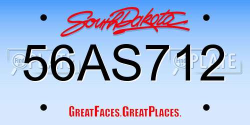 56AS712 South Dakota License Plate