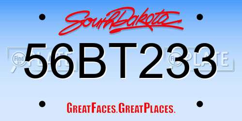 56BT233 South Dakota License Plate