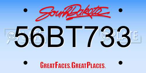56BT733 South Dakota License Plate