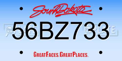 56BZ733 South Dakota License Plate