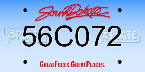 56C072 South Dakota License Plate