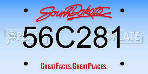 56C281 South Dakota License Plate