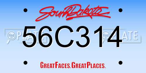 56C314 South Dakota License Plate