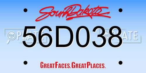 56D038 South Dakota License Plate