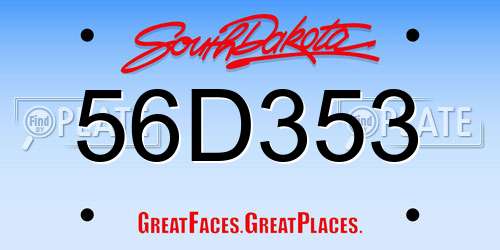 56D353 South Dakota License Plate