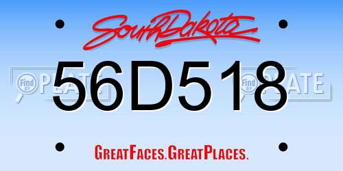 56D518 South Dakota License Plate