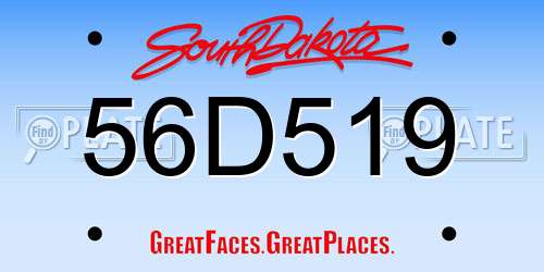 56D519 South Dakota License Plate