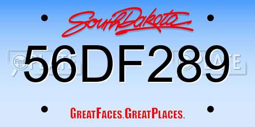 56DF289 South Dakota License Plate