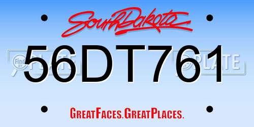 56DT761 South Dakota License Plate