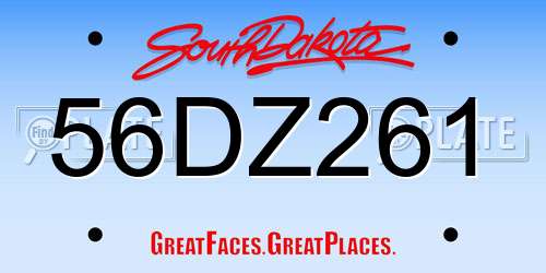 56DZ261 South Dakota License Plate