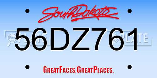56DZ761 South Dakota License Plate