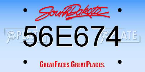 56E674 South Dakota License Plate