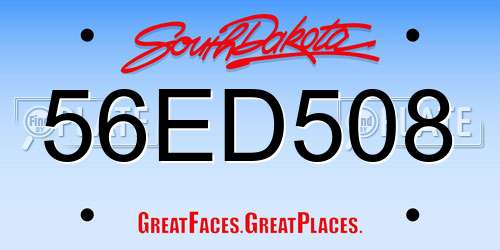 56ED508 South Dakota License Plate