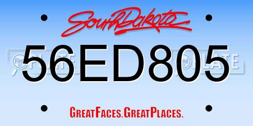 56ED805 South Dakota License Plate