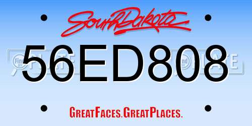 56ED808 South Dakota License Plate